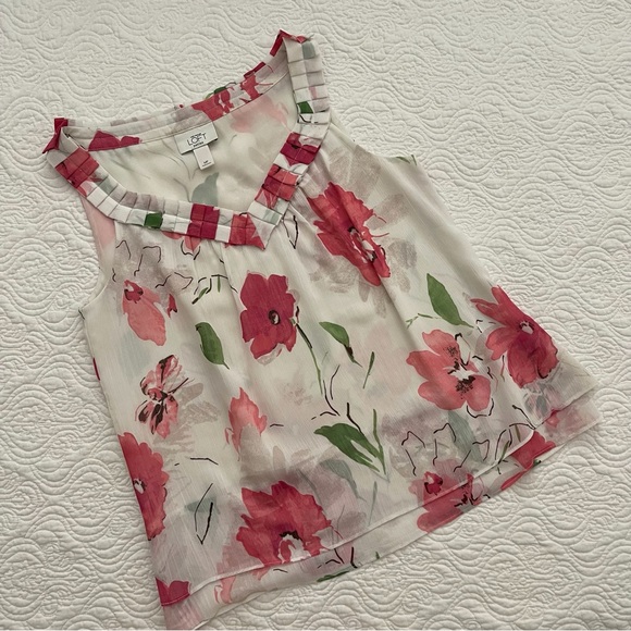 Ann Taylor LOFT Floral Sleeveless Top Size Petite M - Picture 4 of 13